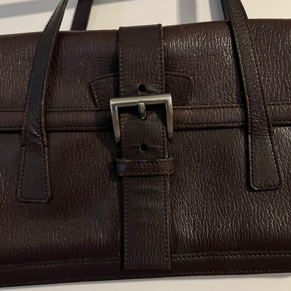 PRADA BURGUNDY LEATHER BUCKLE SHOULDER BAG - Picture 5 of 6
